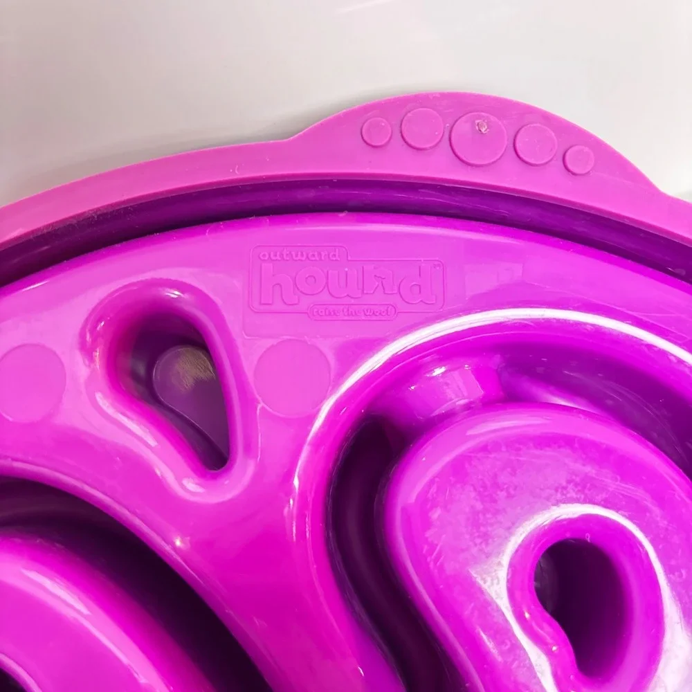 Outward Hound Fun Feeder Slo Bowl Purple Flower Maze Slow Feeder Dog Bowl Large